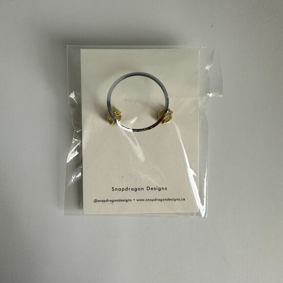 Gold Bar Stud Earrings with Brown Gemstone - Picture 3 of 7